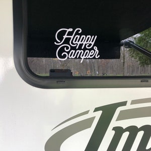 Camping Decals • Happy Camper Decal • Camper Accessories • Camping Decals For Campers •  Vinyl Decals •  Outdoor Decals •  Camper Decal