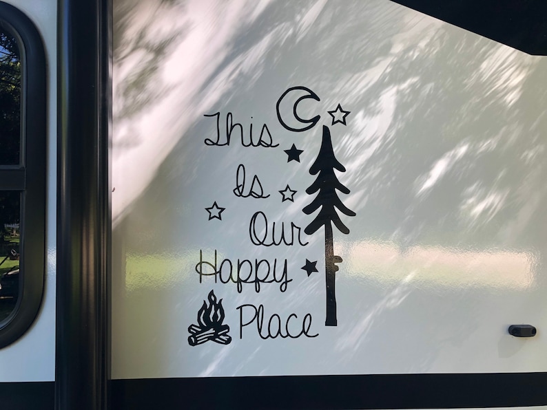 Large Camper Decal This is Our Happy Place Sticker Decal Etsy