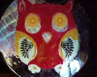 Pink Owl Epoxy Turntable, lazy susan, house warming gift,