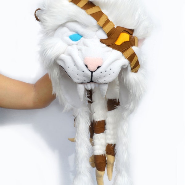 WAITING LIST Rengar Hat // Fur Braids // Handmade from White Fleece and Faux Fur // from League of Legends