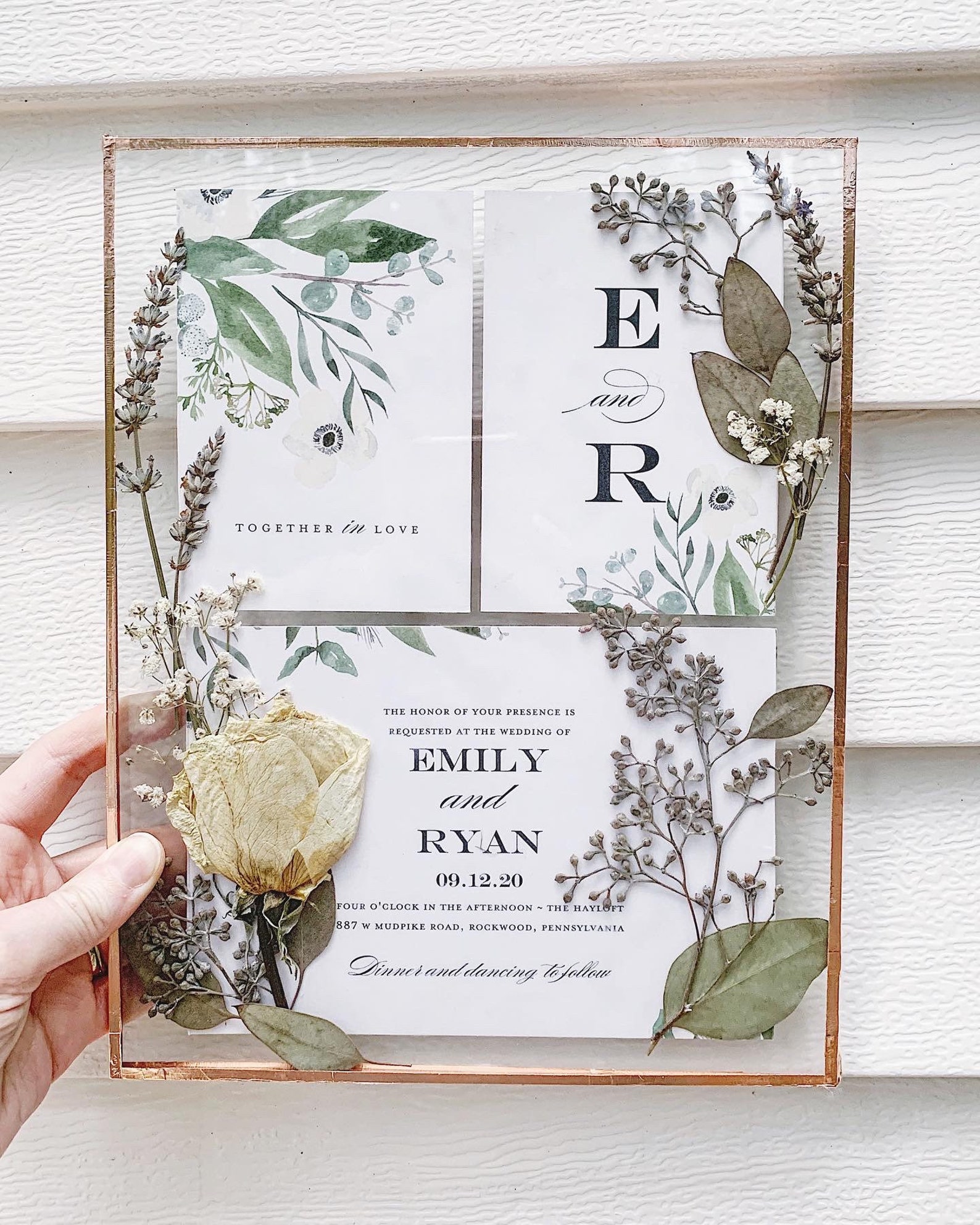 Pressed Wedding Flower Invitation Gift Floating Frame Etsy