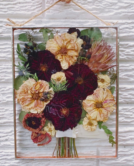 Wedding Bouquet Frame Pressed Flower Floating Frame Large Etsy