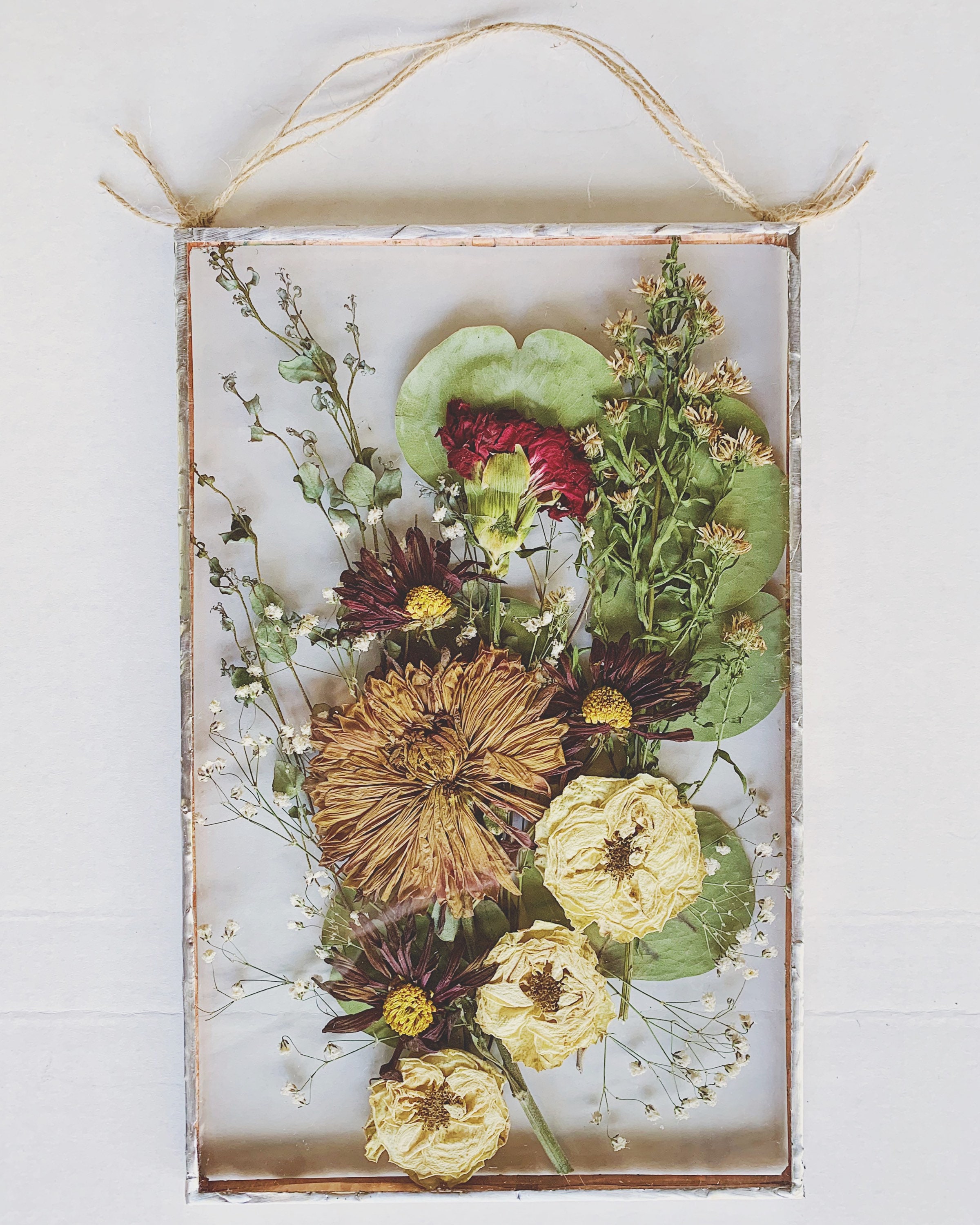 Pressed Flower Art, 16x20 Floating Frame in Walnut, Cascading