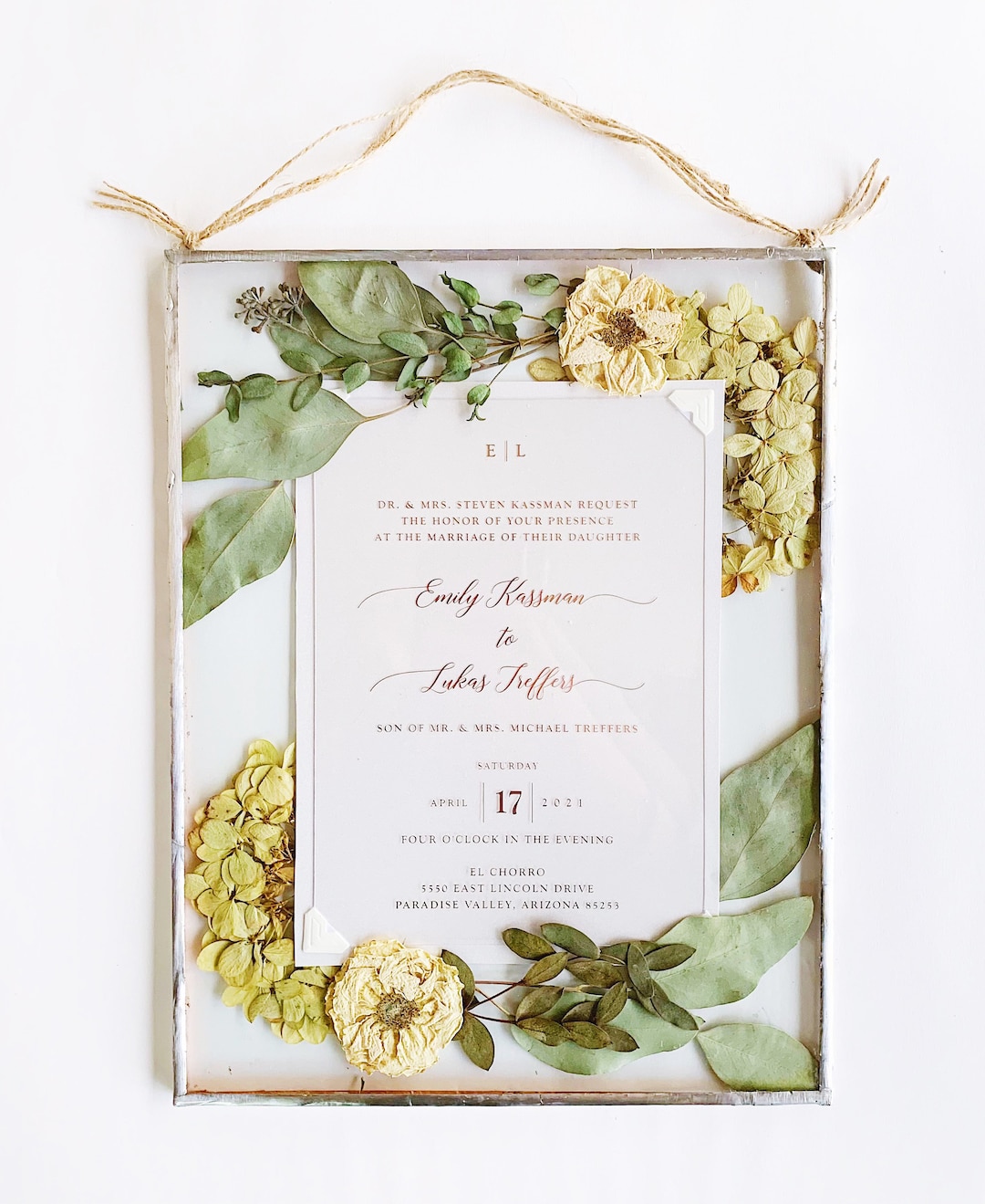 Wedding Invitation Pressed Flower Floating Frame photo