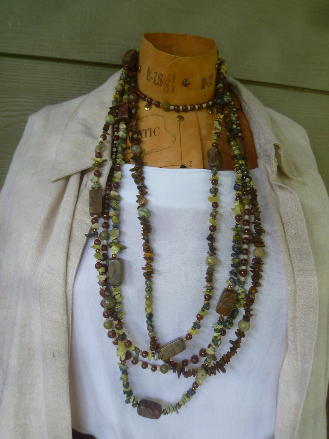 Grüne und braune Edelstein Kette | Etsy