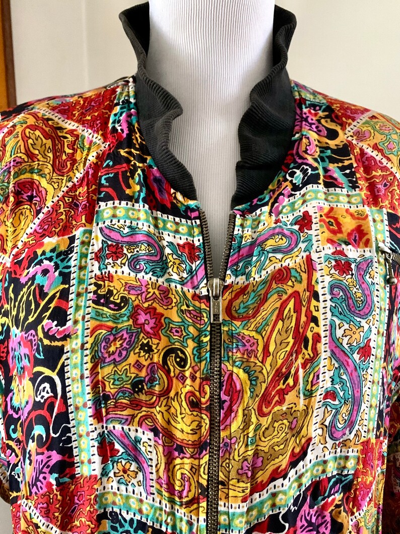 Boho Printed Bomber Coat Size Large