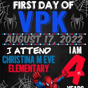 SPIDERMAN First Day of School Sign - This is a Digital Sign