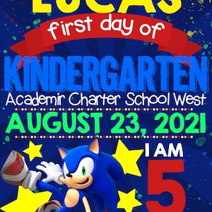 Sonic the Igel Erster Schultagsschild - Dies ist ein digitales Zeichen