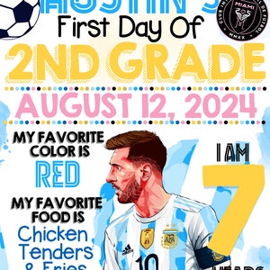 Messi Soccer First Day of School Sign - Digital Design
