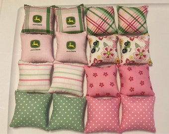 Set of 2 Mini Pillows 3x3 inches John Deere Farmhouse Fabric Several Sets to Choose From All Handsewn