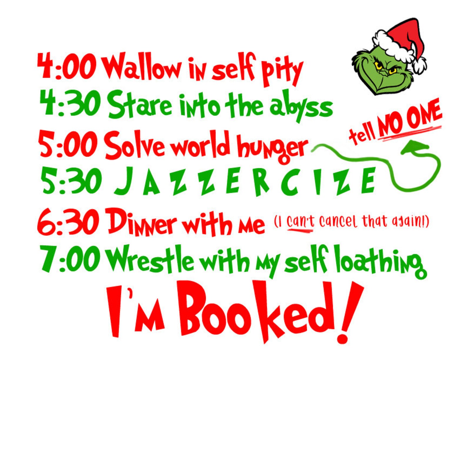 Grinch Schedule Etsy