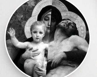 William Bouguereau La Vierge au Lys + Pieta B&W Limited Edition sticker | Gifts for Orthodox, Catholics, Christians, men, women, art lovers