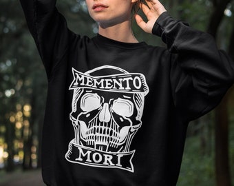 Memento Mori Skull Vintage-Style Unisex Sweatshirt | Shirt Gifts for Traditional Catholics Latin Mass Eastern Orthodox Gothic Christians