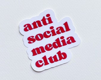 Anti-Social Media Club Sticker | Laptop sticker, water bottle sticker, retro sticker, decals, gifts for men, women & teens