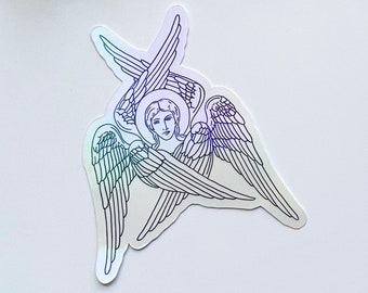 Holographic Seraph Six-Winged Angel Sticker | Seraphim Decal | Isaiah 6 | Gifts for Orthodox, Christians, Catholics