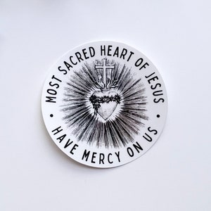 Most Sacred Heart of Jesus Have Mercy on Us Vintage Sticker | Catholic Prayer Decal