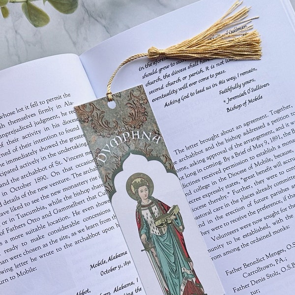 Saint Dymphna Fine Art Bookmark | Christian, Catholic, Orthodox gift for readers book lovers men women teens mental illness anxiety