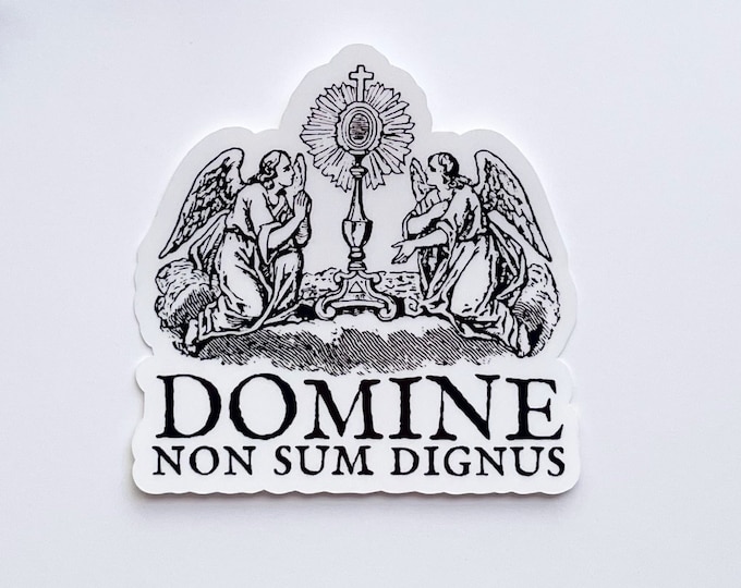 Featured listing image: Domine Non Sum Dignus Sticker | Lord I am not worthy | Eucharist Communion Latin Traditional Catholic Decal