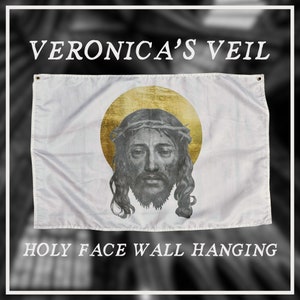 Holy Face of Jesus St. Veronica's Veil Wall Art Banner | Christian Home Decor | Gifts for Traditional Catholics Eastern Orthodox Christians