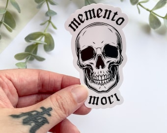 Memento Mori Skull Sticker | Remember You Must Die | Laptop Phone Water Bottle Decal | Catholic Latin Gothic Christian