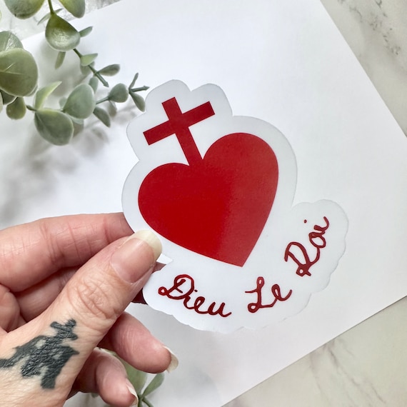 Dieu Le Roi Sacred Heart Vendee-inspired sticker | laptop water bottle decal | French Catholic Traditional Catholic gift for men and women