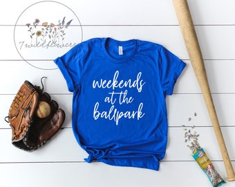 weekends at the ballpark, Ballpark Mama, Baseball Mom, Women's Tee, Distressed Baseball, Vintage Baseball, Spring, Ball, Home Run, Graphic