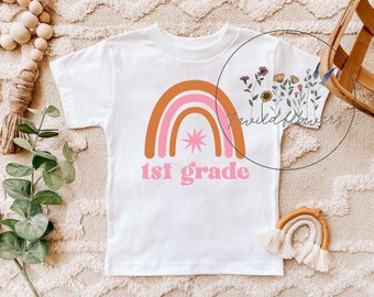 boho rainbow school shirts, 1st grade shirt, teacher shirt, girls school shirt, back to school shirt, first day of school shirt