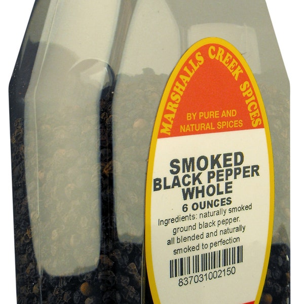 SMOKED Whole BLACK PEPPER   6 oz., one price shipping, any quantity, any assortment Marshalls Creek Spices