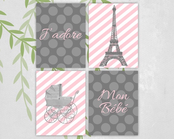 Eiffel Tower Nursery Art Paris Nursery Decor Baby Girls J
