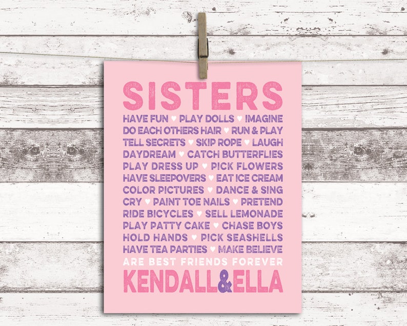 Twin Girls Nursery Art Sisters Wall Room Decor Image 0