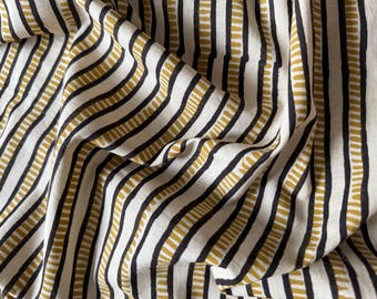 Stripe Block Print Cotton Fabric: Indian Dressmaking, Upholstery By The Yard
