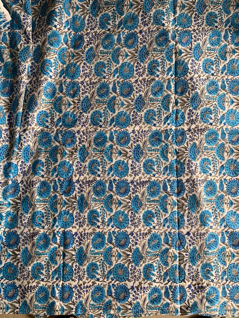 Hand Block Print Lotus Print Soft Cotton Fabric Fabric Etsy