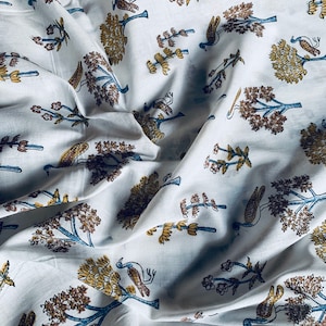 Floral Block Print Cotton Fabric: Indian Dress Sewing Material
