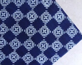 Indigo Blue Block Print Cotton Fabric: Natural Vegetable Dye