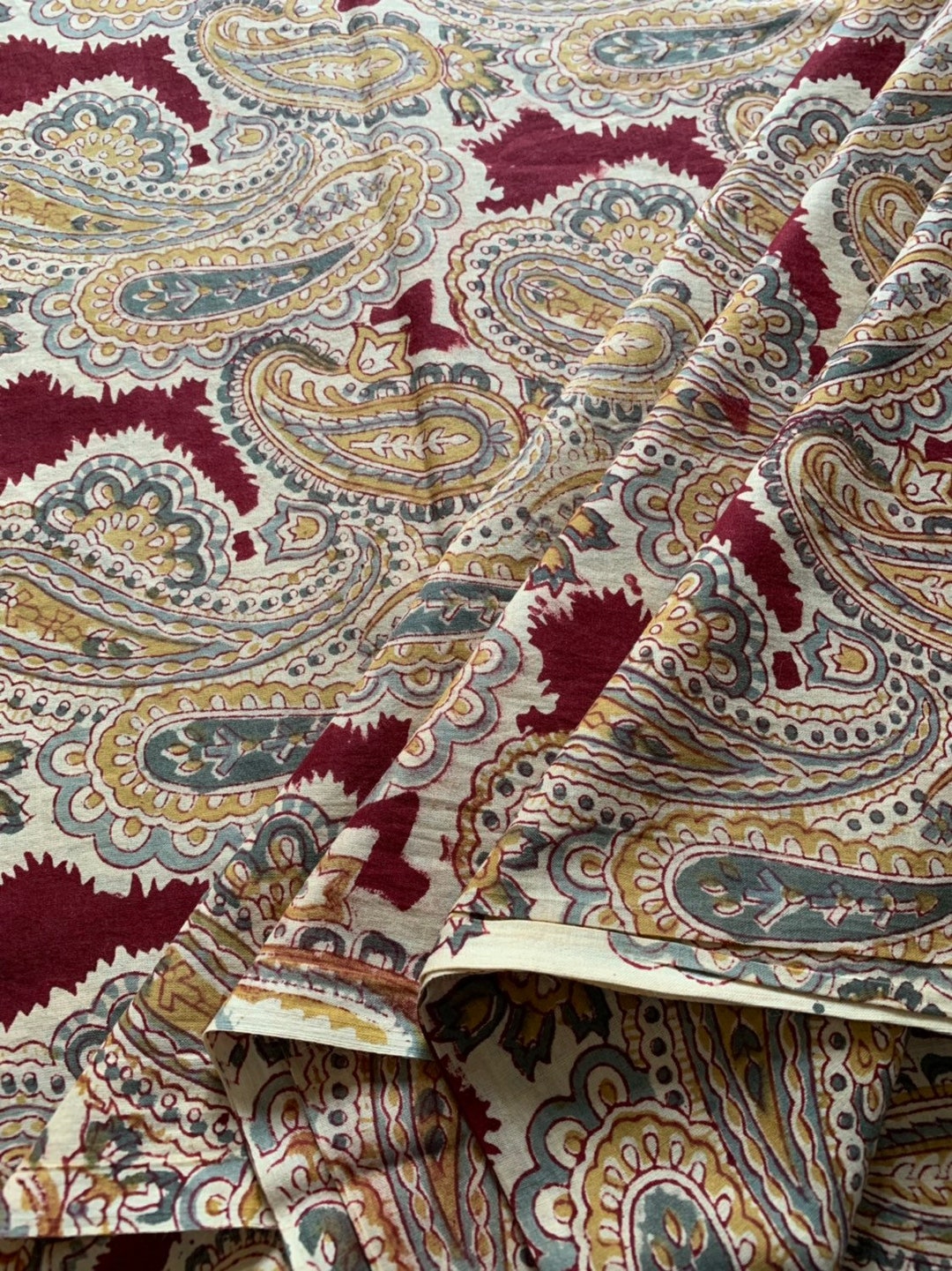 Hand Block Print, Paisley Print Fabric, Cotton Printed Fabric, Modern