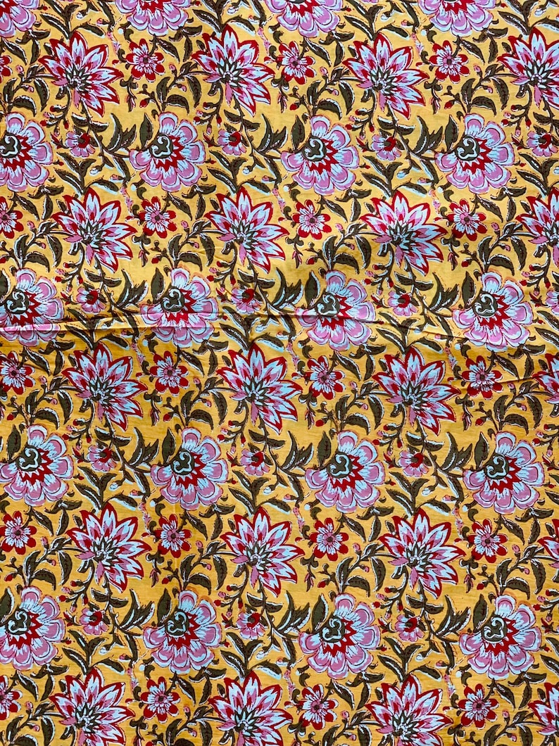 Modern Floral Fabric Yellow Soft Cotton Fabric Summer Dress Etsy