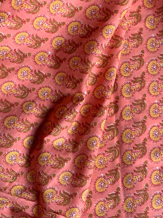Beautiful Hand Block Print Floral Fabric Cotton Fabric Etsy