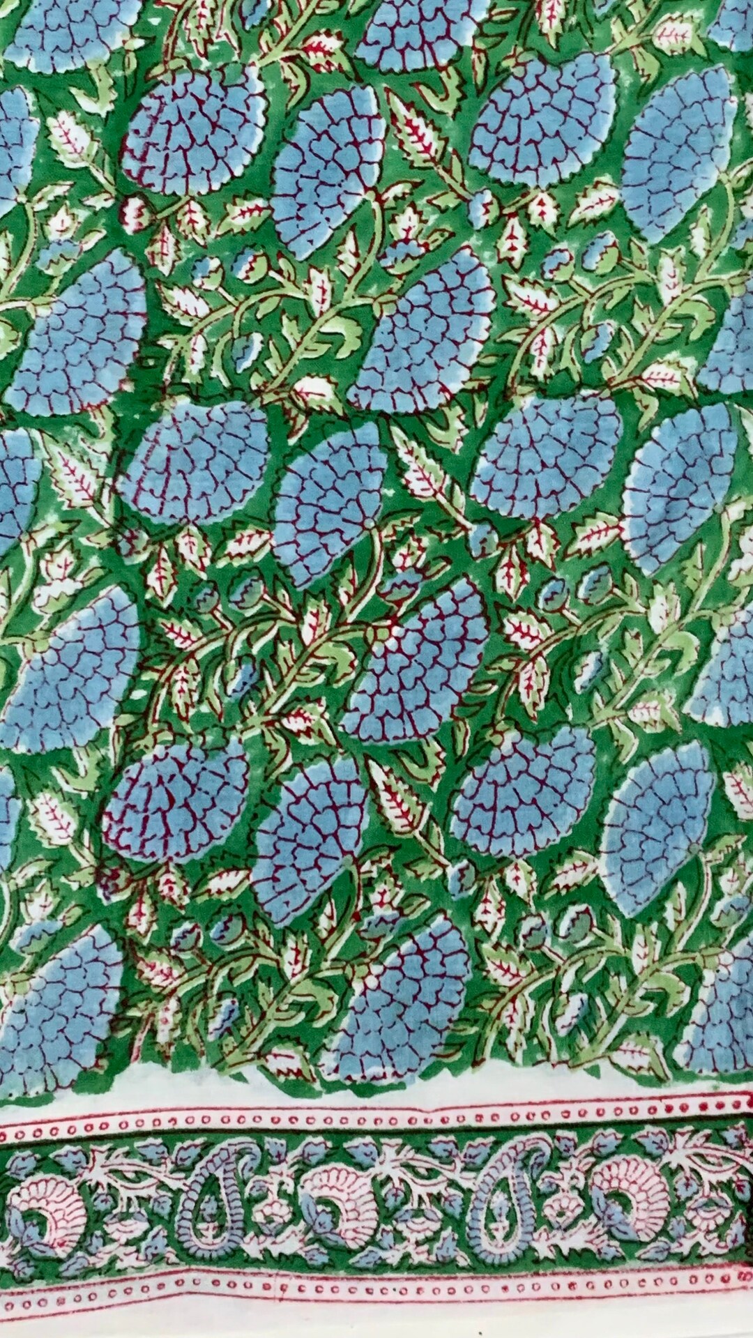 Green Hand Block Print, Floral Print, Soft Cotton Fabric, Fabric Modern Floral Fabric Indian