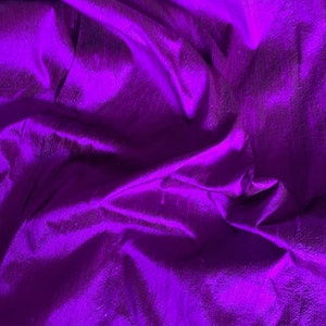 Iridescent Purple Black Dupioni fabric raw silk by yard Pillow covers Drapery curtains cushion sewing Fabric