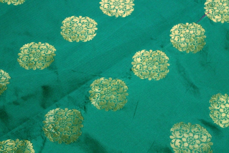 Wedding Fabric, Brocade fabric, Golden zari work brocade art silk fabric, indian fabric, fabric by yard, womens clothing, Banaras Brocade image 7