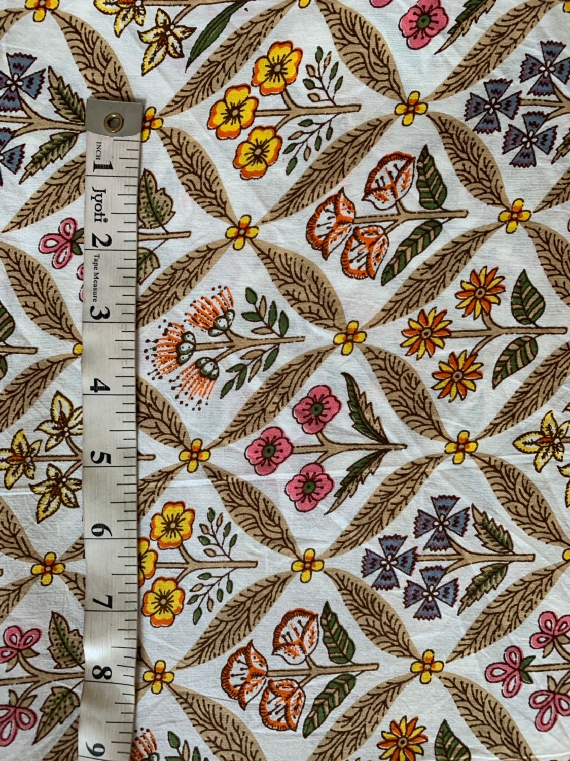 Multi color block print fabric cotton fabric vegetable dyes Etsy