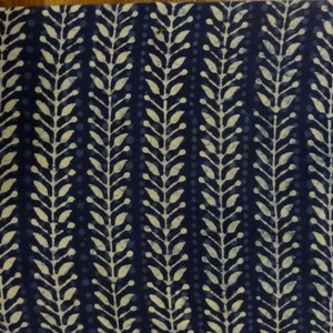 indigo print cotton fabric Indian fabric block print fabric leaf print indigo fabric womens clothing dresses fabric upholstery home decor