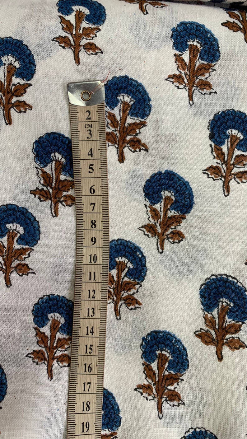 Linen Fabric Hand Block Print Fabric Indian Fabric Fabric Etsy