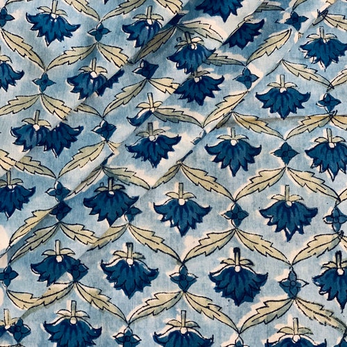 Buy Indian Fabric Block Print Cotton Fabric by the Yard Soft Online in