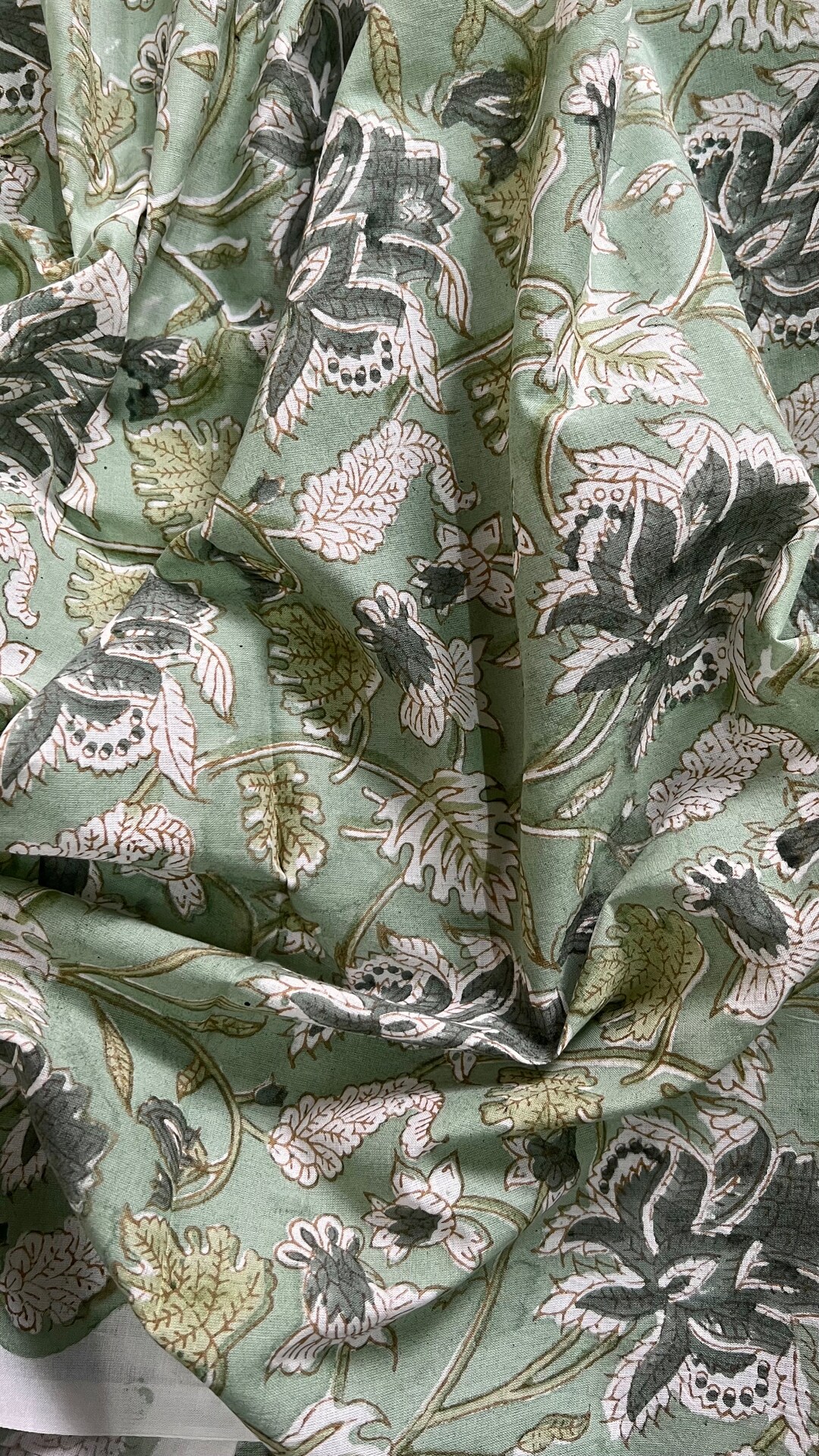Green Floral Block Print Cotton Fabric: Indian Dress Fabric - Etsy