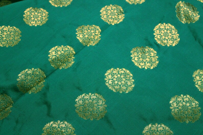 Wedding Fabric, Brocade fabric, Golden zari work brocade art silk fabric, indian fabric, fabric by yard, womens clothing, Banaras Brocade image 1