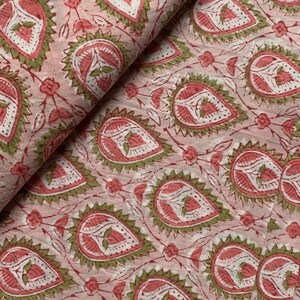 Block Bedruckter Baumwollstoff: Sienna Blumendruck, Weicher indischer Stoff