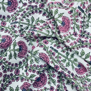 Hand block print, floral print, soft cotton fabric, Fabric modern floral fabric Indian print fabric womens dress fabric