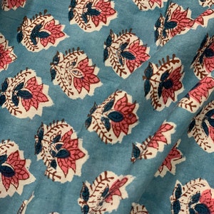 Floral Block Print Baumwollstoff: Sanganeri Style Sommerkleid Stoff