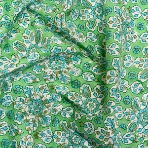 Green Fabric Cotton Fabric, 100% Cotton cambric Fabric, Light Weight Jaipuri Print Running Fabric